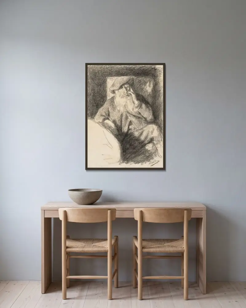 Porträt von Camille Pissarro von Maximilien Luce gerahmt an einer Wand