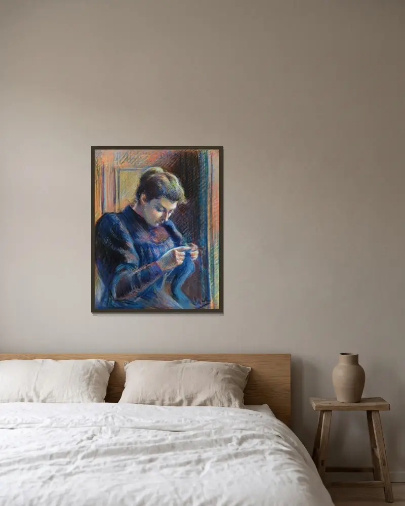Porträtt av Madame Berthier av Maximilien Luce inramad på en vägg