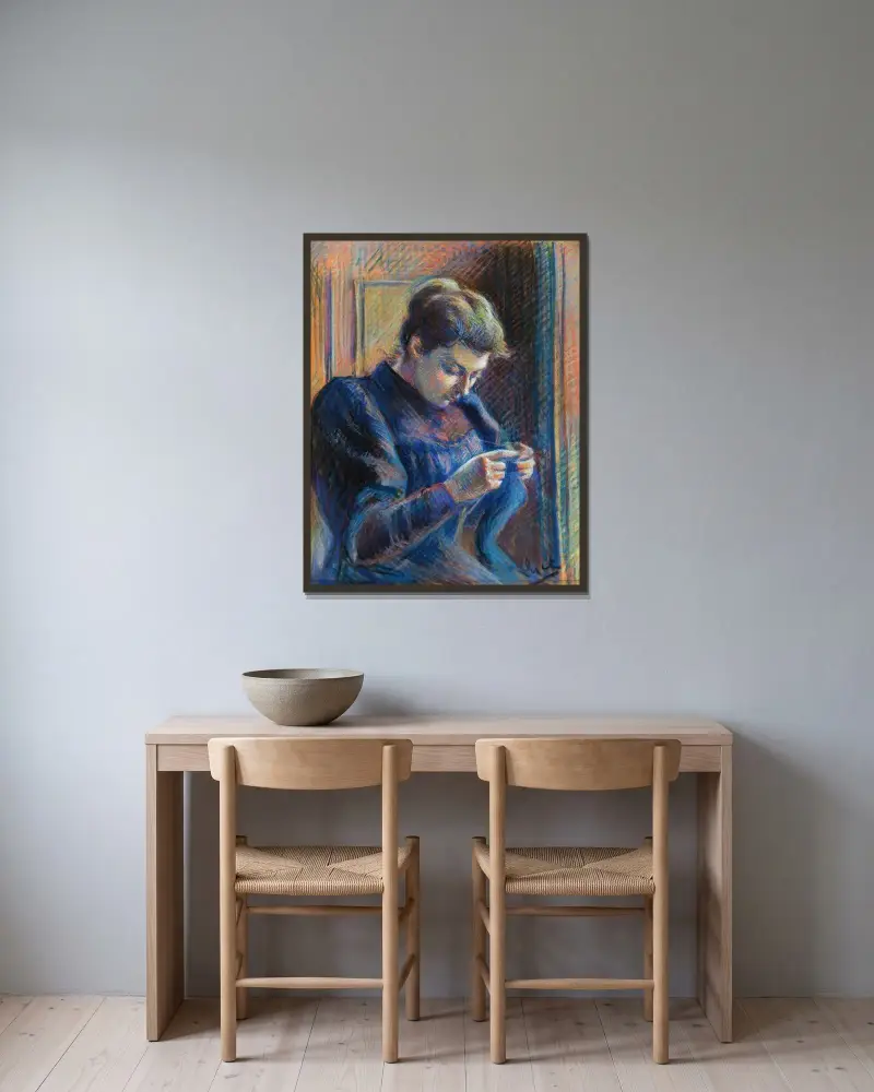 Porträtt av Madame Berthier av Maximilien Luce inramad på en vägg