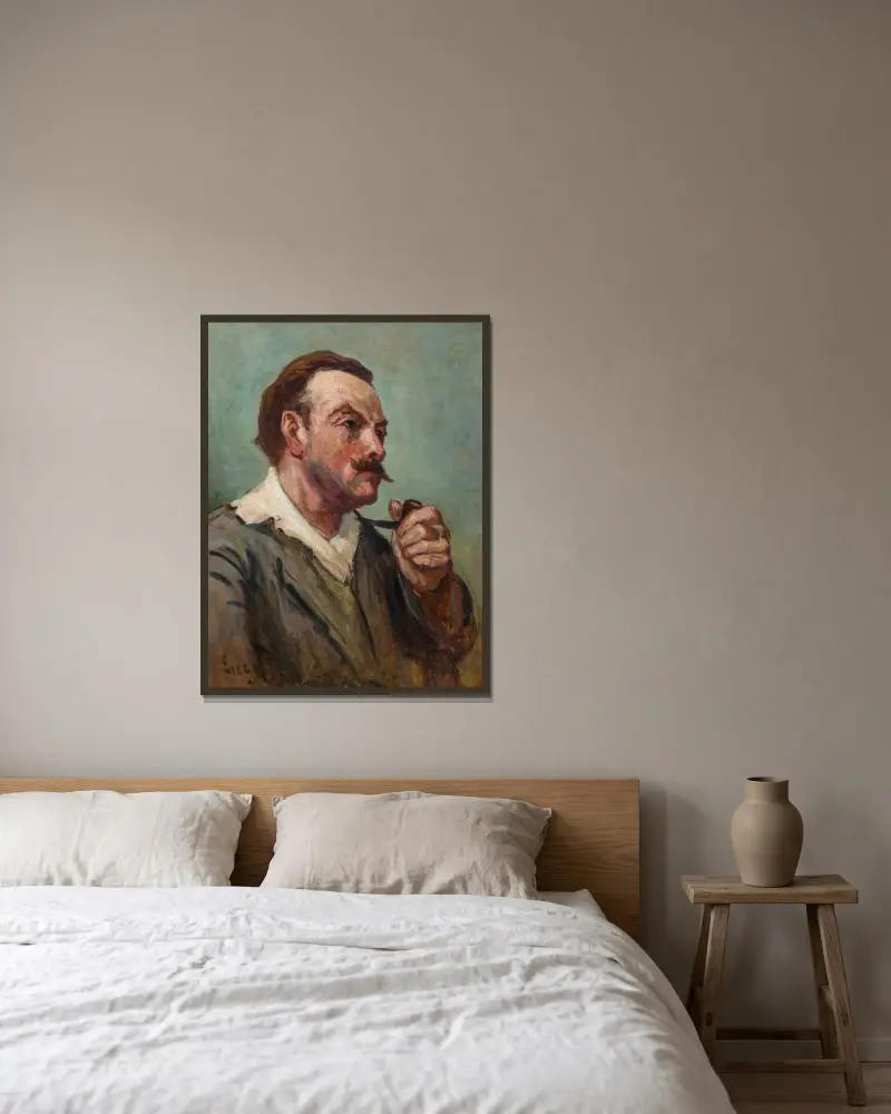 Porträtt av Roger med pipa av Maximilien Luce inramad på en vägg