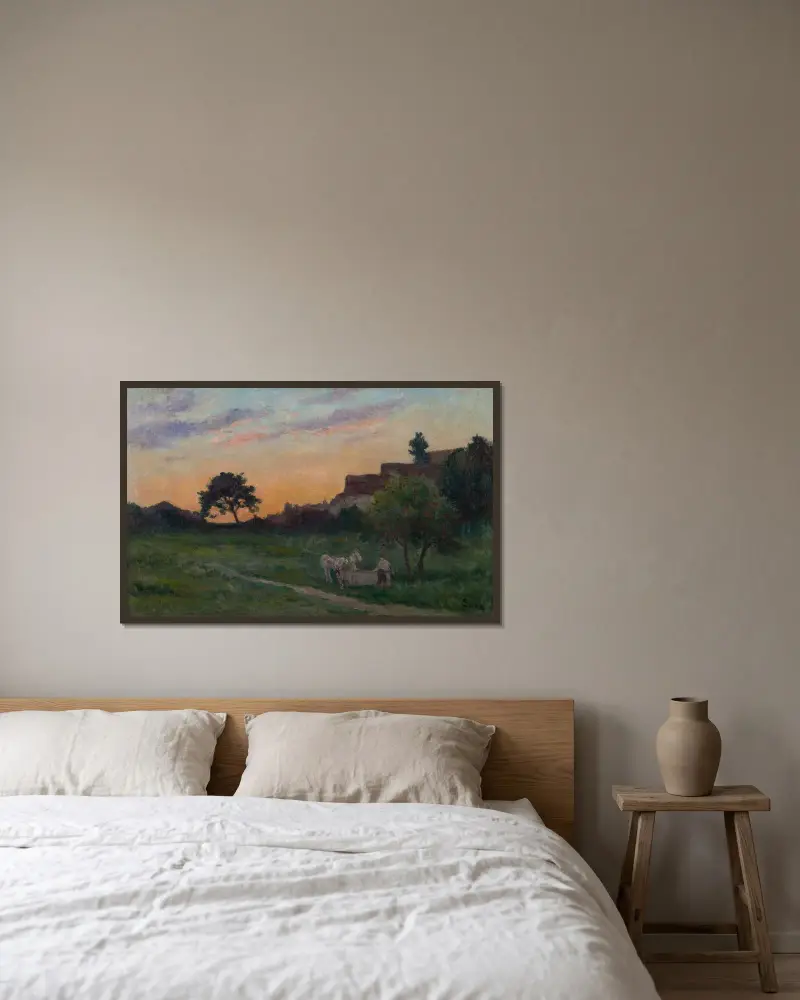 Rolleboise, skymning av Maximilien Luce inramad på en vägg