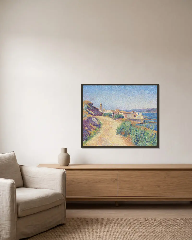 Saint-Tropez av Maximilien Luce inramad på en vägg