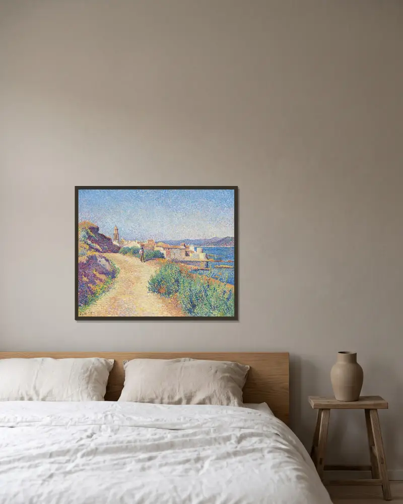 Saint-Tropez av Maximilien Luce inramad på en vägg