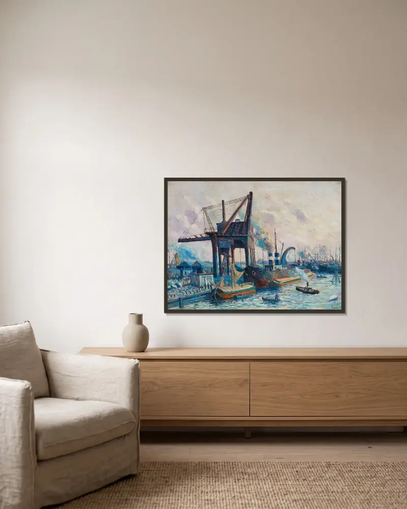 Minne från Rotterdam av Maximilien Luce inramad på en vägg