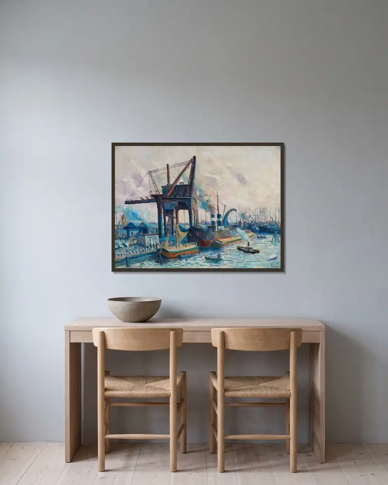 Minne från Rotterdam av Maximilien Luce inramad på en vägg