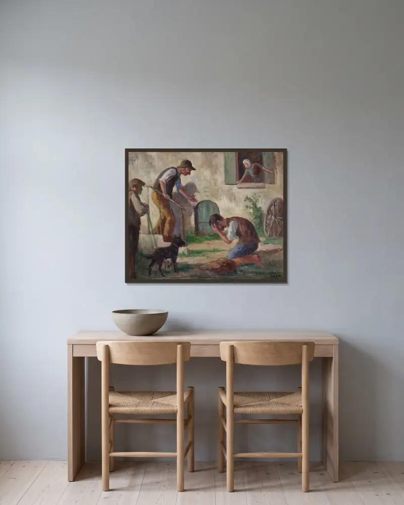 Återkomsten av den förlorade sonen av Maximilien Luce inramad på en vägg