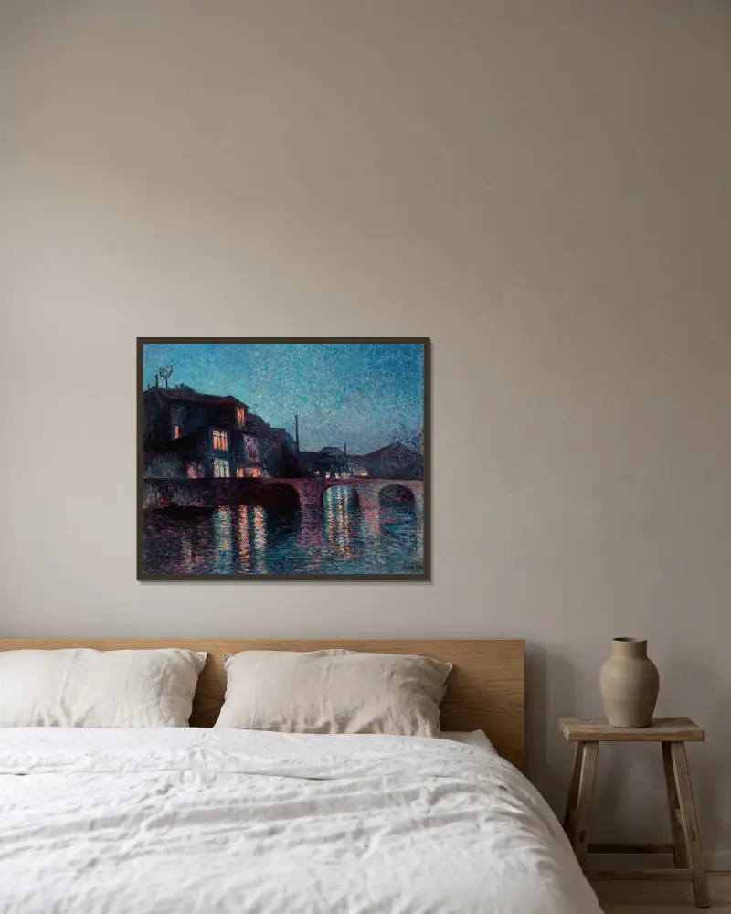 Řeka Sambre v Charleroi, Maximilien Luce v rámu na stěně