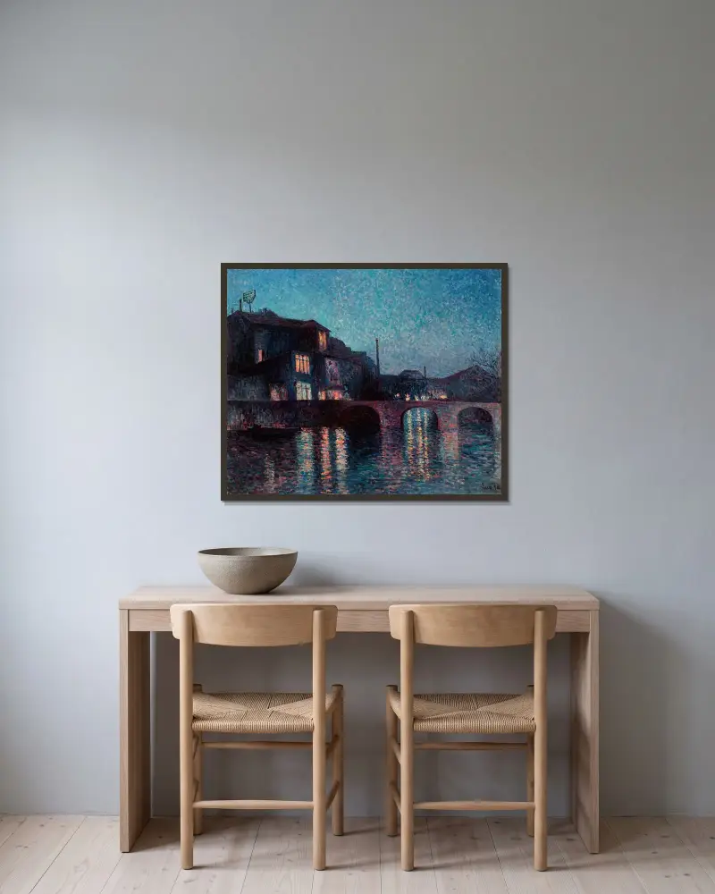 Řeka Sambre v Charleroi, Maximilien Luce v rámu na stěně
