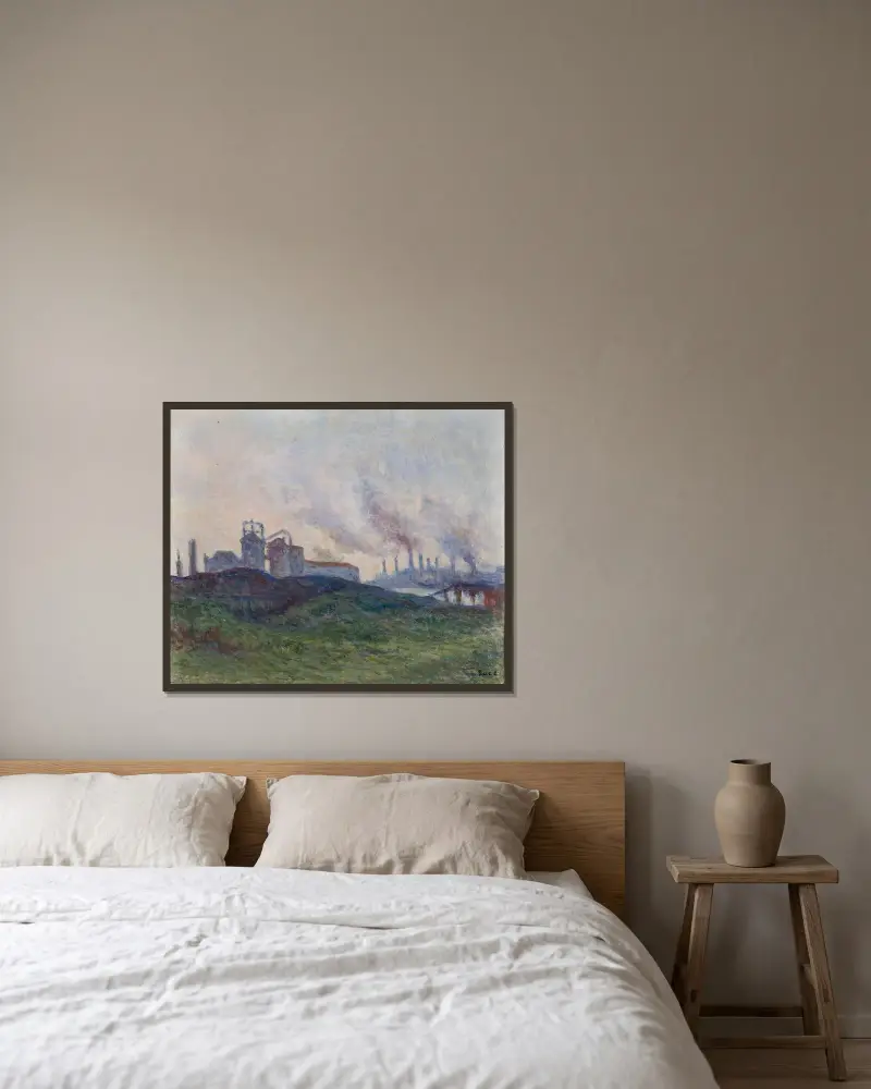 Fabrik am Kanal von Maximilien Luce gerahmt an einer Wand