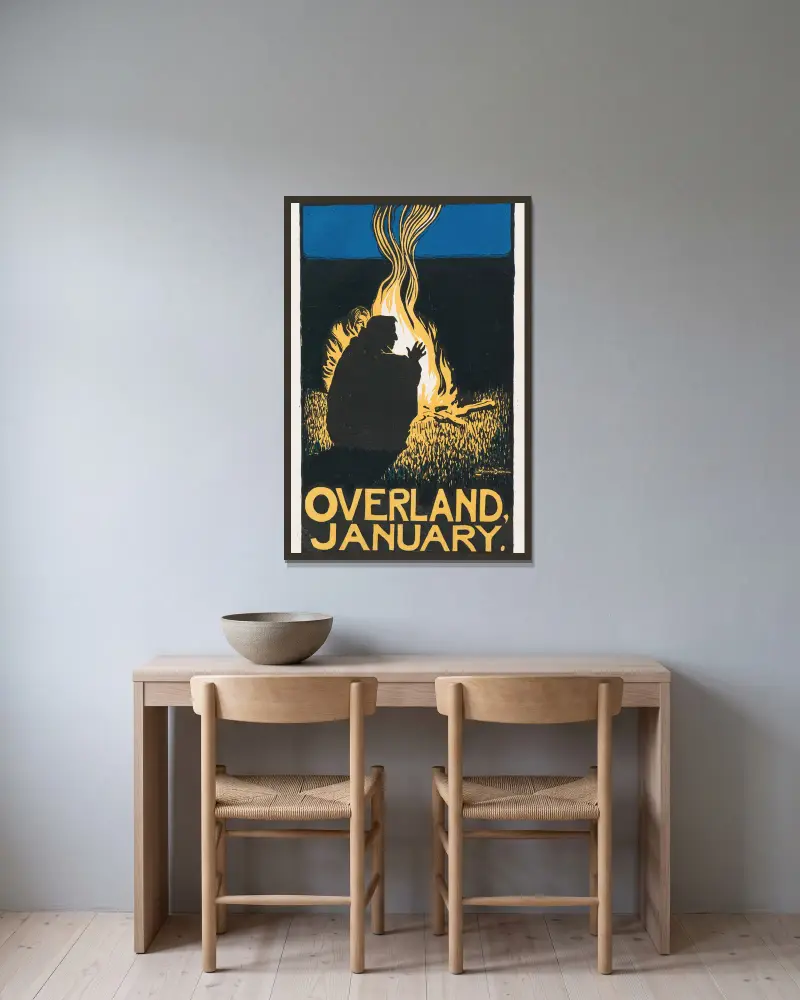 Overland; leden, Maynard Dixon v rámu na stěně