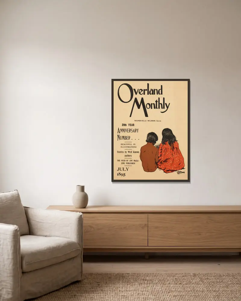 Overland monthly, 28th year anniversary number… July 1895 av Maynard Dixon inramad på en vägg