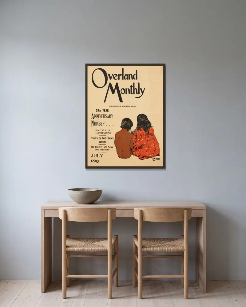 Overland monthly, 28th year anniversary number… July 1895 av Maynard Dixon inramad på en vägg