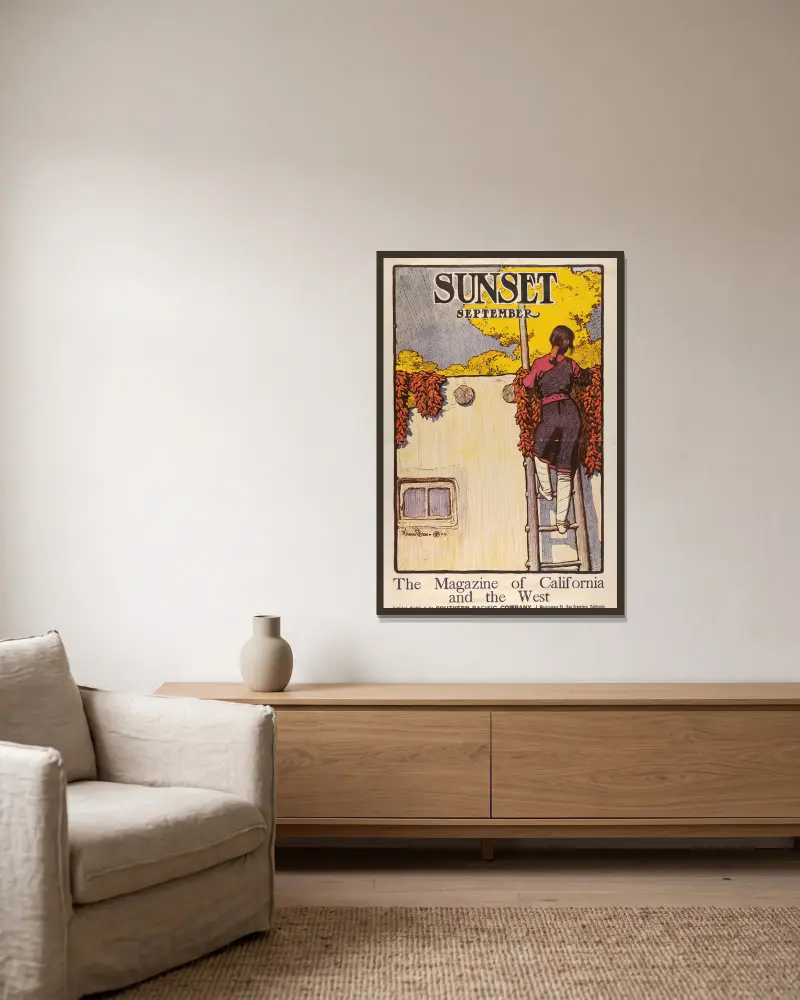 Sunset Magazine, září, Maynard Dixon v rámu na stěně