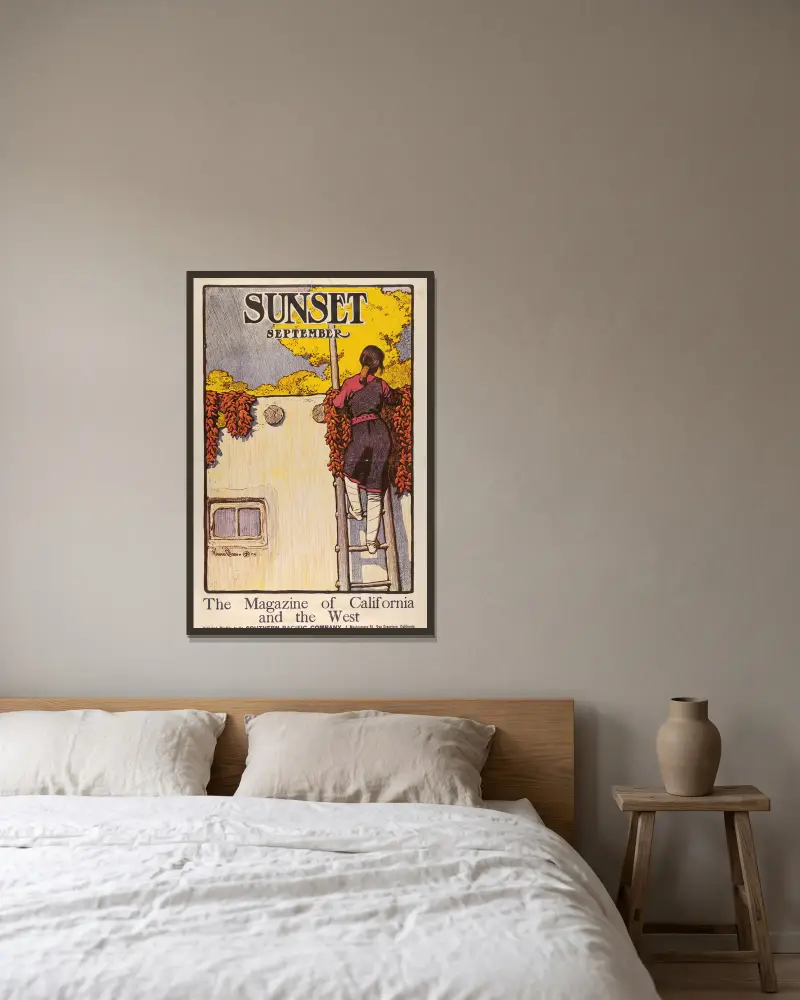 Sunset Magazine, září, Maynard Dixon v rámu na stěně