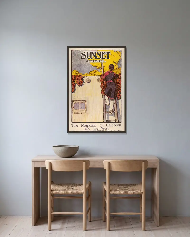 Sunset Magazine, září, Maynard Dixon v rámu na stěně