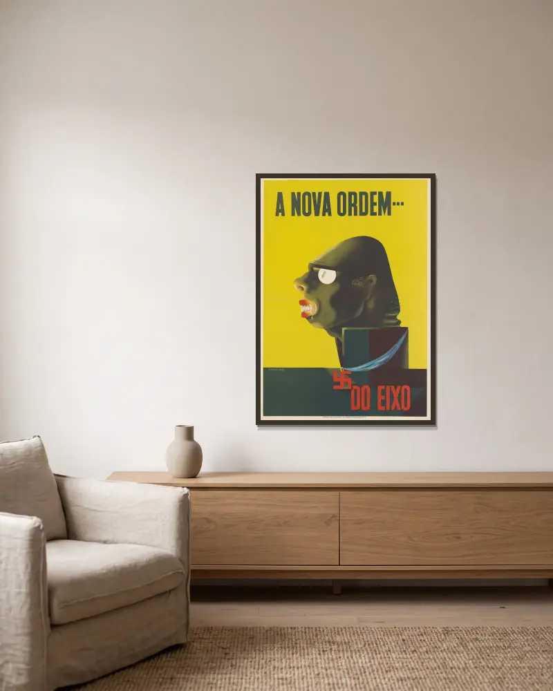Die neue Ordnung – von der Achse von Edward McKnight Kauffer gerahmt an einer Wand