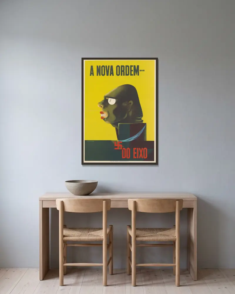 Die neue Ordnung – von der Achse von Edward McKnight Kauffer gerahmt an einer Wand