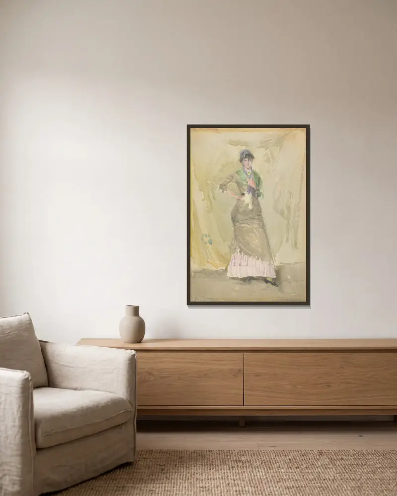 Eine Note in Grün von James Abbott McNeill Whistler gerahmt an einer Wand