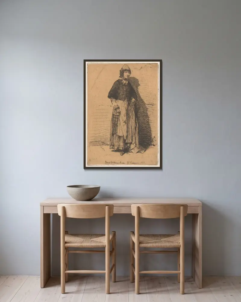 La Mere Gerard av James Abbott McNeill Whistler inramad på en vägg
