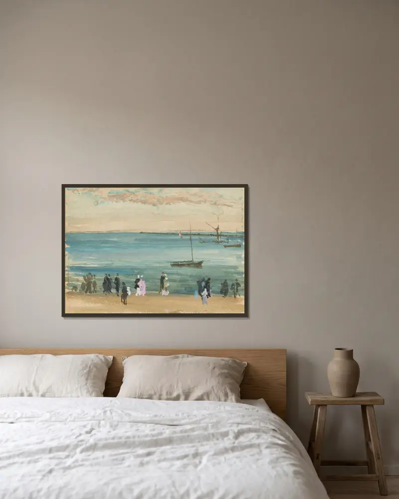 Southend Pier von James Abbott McNeill Whistler gerahmt an einer Wand