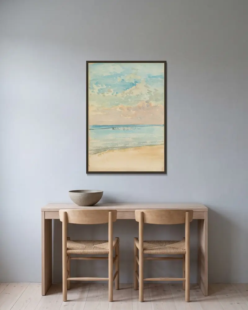 Southend–Sunset von James Abbott McNeill Whistler gerahmt an einer Wand