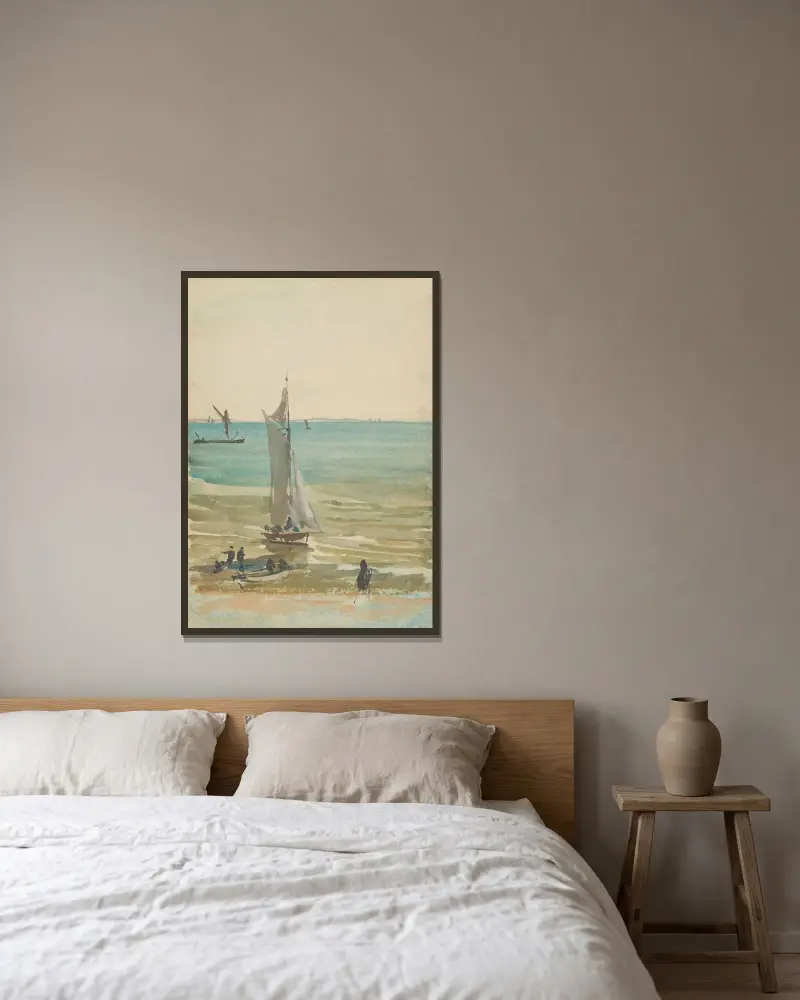 Southend – Die Vergnügungsyacht von James Abbott McNeill Whistler gerahmt an einer Wand