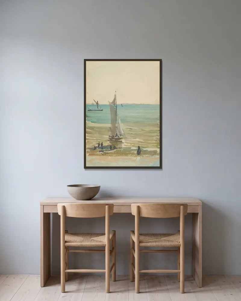 Southend – Die Vergnügungsyacht von James Abbott McNeill Whistler gerahmt an einer Wand