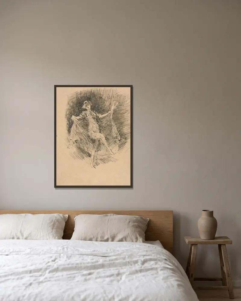 Die Tänzerin, Nr. 1 (Connie Gilchrist) von James Abbott McNeill Whistler gerahmt an einer Wand