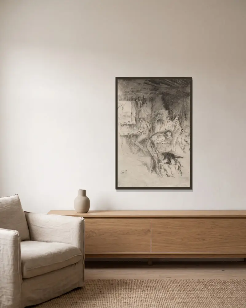 Die kleine Schmiede von James Abbott McNeill Whistler gerahmt an einer Wand
