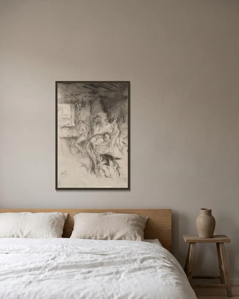 Die kleine Schmiede von James Abbott McNeill Whistler gerahmt an einer Wand