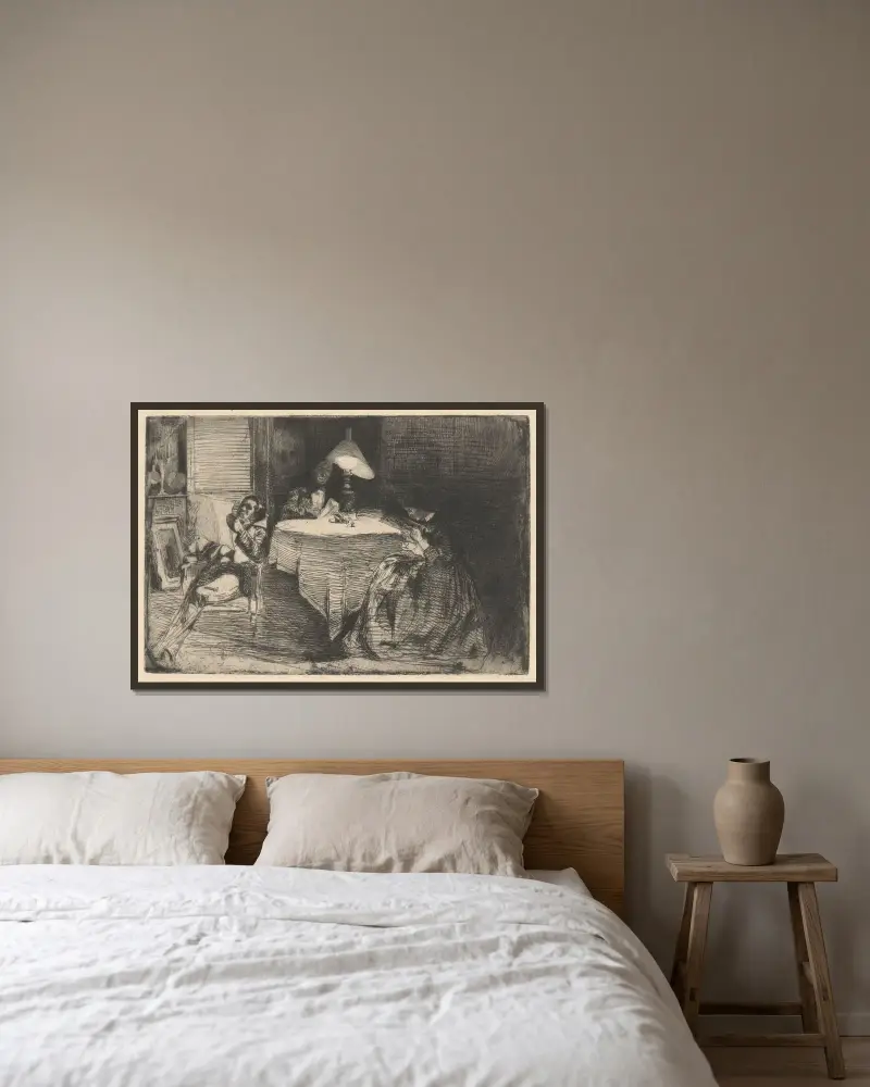 Musikrummet av James Abbott McNeill Whistler inramad på en vägg