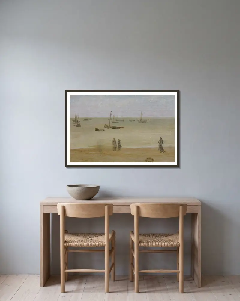 Die Meeresküste von James Abbott McNeill Whistler gerahmt an einer Wand