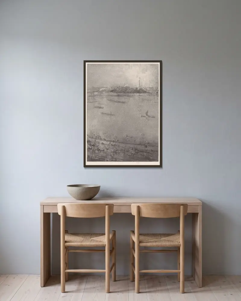 Die Themse von James Abbott McNeill Whistler gerahmt an einer Wand