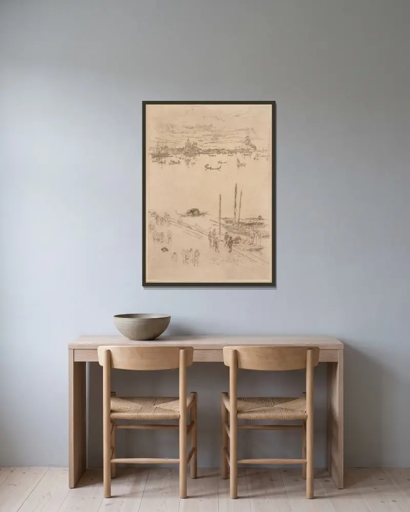 Venedig im Hochformat von James Abbott McNeill Whistler gerahmt an einer Wand