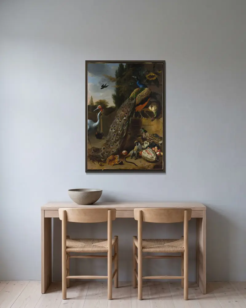 Pávi, Melchior d'Hondecoeter v rámu na stěně
