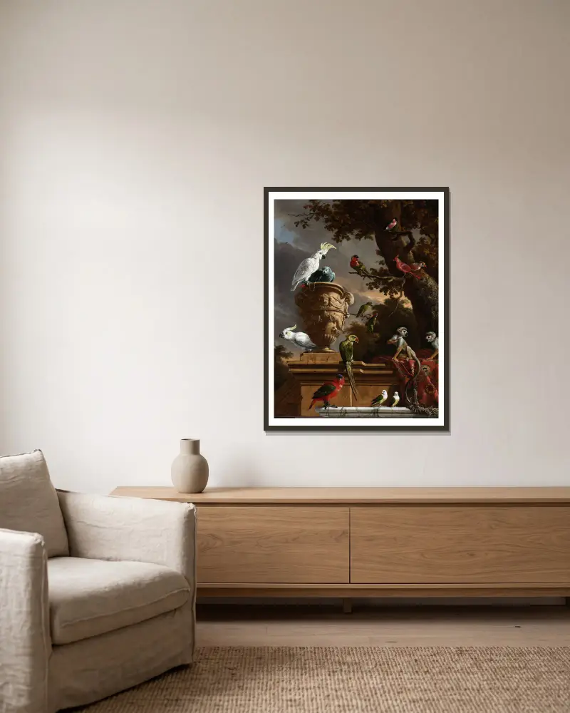 Menageriet, Melchior d'Hondecoeter w ramie na ścianie