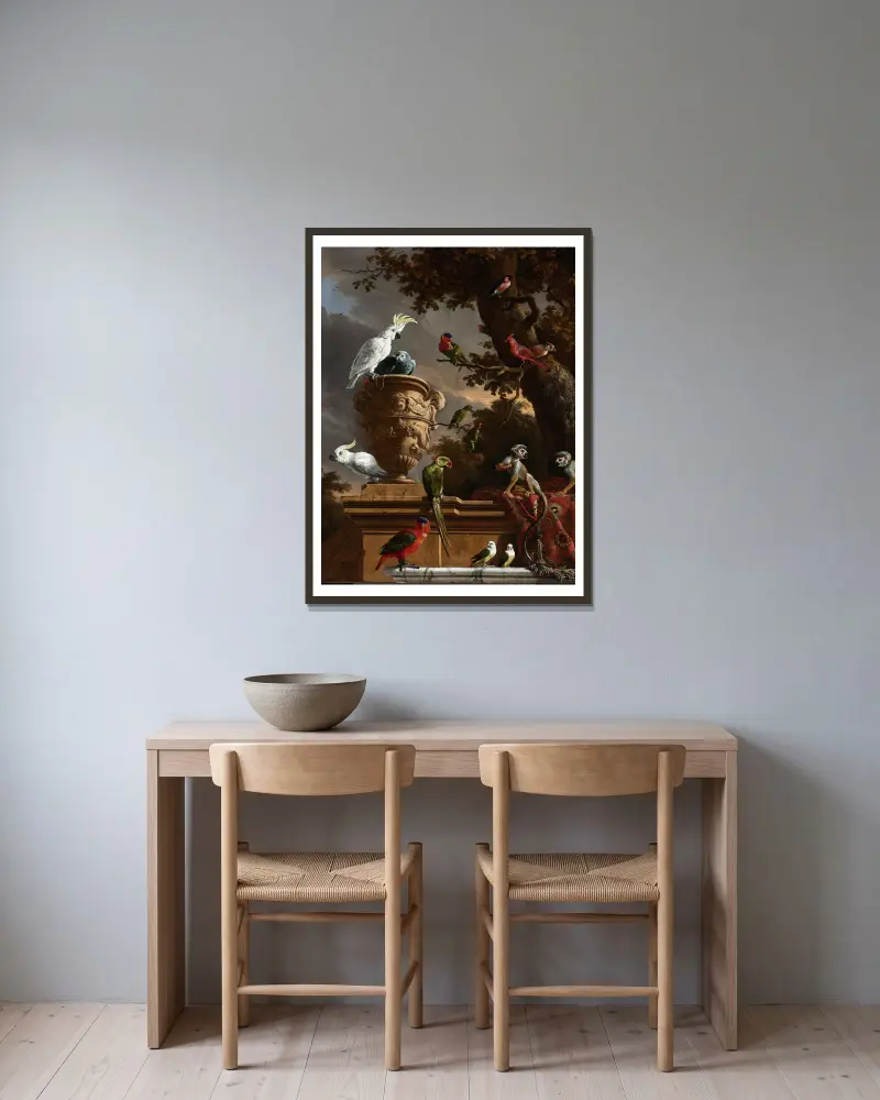 Menageriet, Melchior d'Hondecoeter w ramie na ścianie