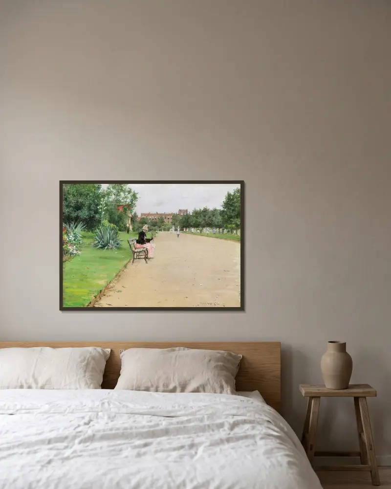 Ein Stadtpark von William Merritt Chase gerahmt an einer Wand
