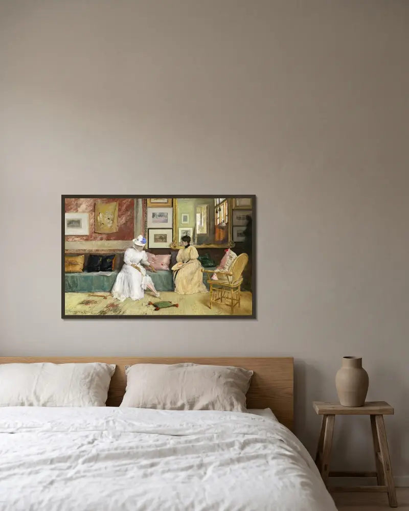 Ein freundlicher Besuch von William Merritt Chase gerahmt an einer Wand