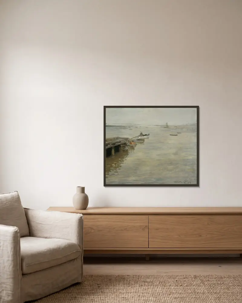 Ein grauer Tag von William Merritt Chase gerahmt an einer Wand