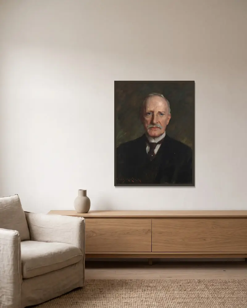 Edward Guthrie Kennedy av William Merritt Chase inramad på en vägg