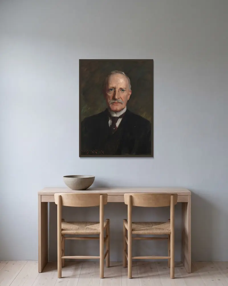 Edward Guthrie Kennedy av William Merritt Chase inramad på en vägg