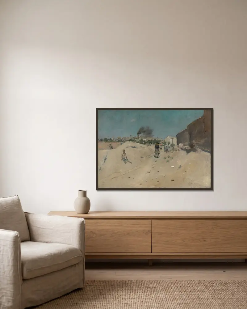 Madrids utkanter av William Merritt Chase inramad på en vägg