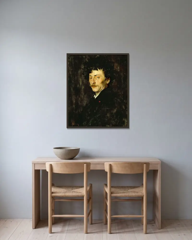 Pablo de Sarasate; Porträtt av en violinist av William Merritt Chase inramad på en vägg