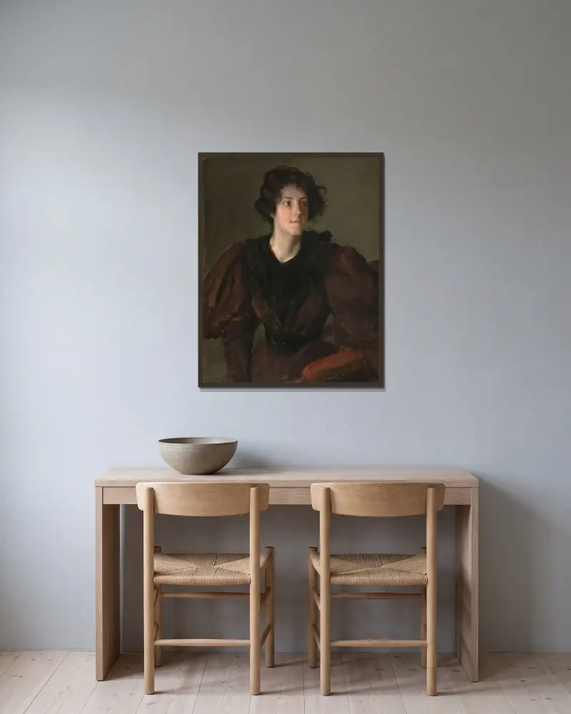 Studie av ung kvinna av William Merritt Chase inramad på en vägg