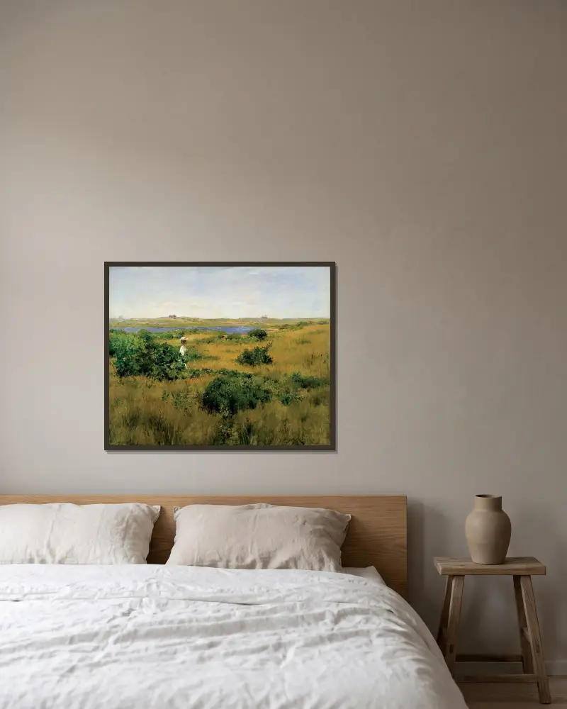 Sommar vid Shinnecock Hills av William Merritt Chase inramad på en vägg