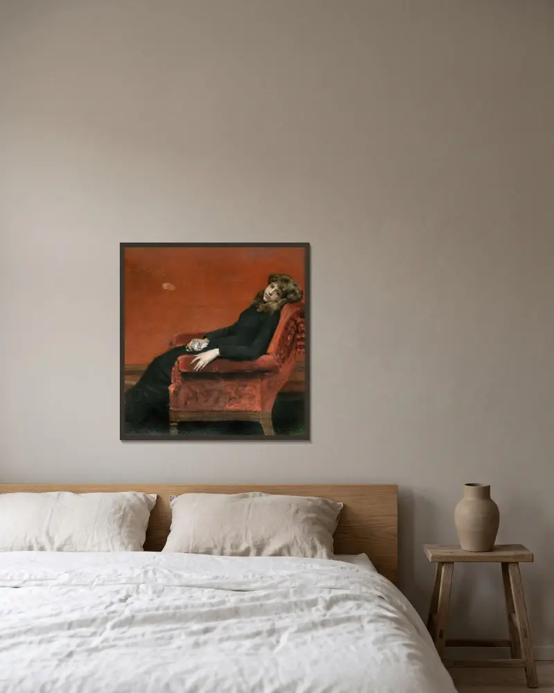 Das junge Waisenkind von William Merritt Chase gerahmt an einer Wand