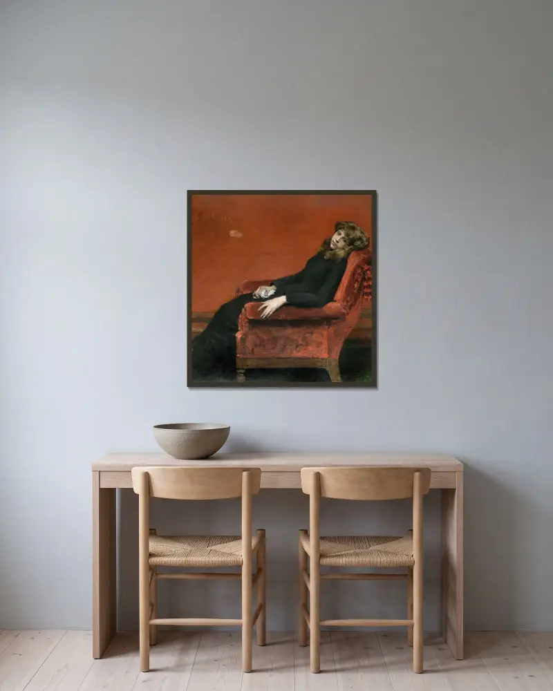 Das junge Waisenkind von William Merritt Chase gerahmt an einer Wand