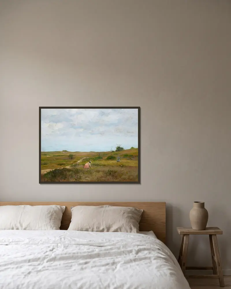 Ohne Titel (Shinnecock Hills, Long Island) von William Merritt Chase gerahmt an einer Wand