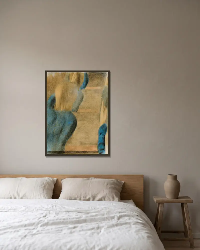 Händehochhaltende (Antworten), Studie IV von Otto Meyer-Amden gerahmt an einer Wand